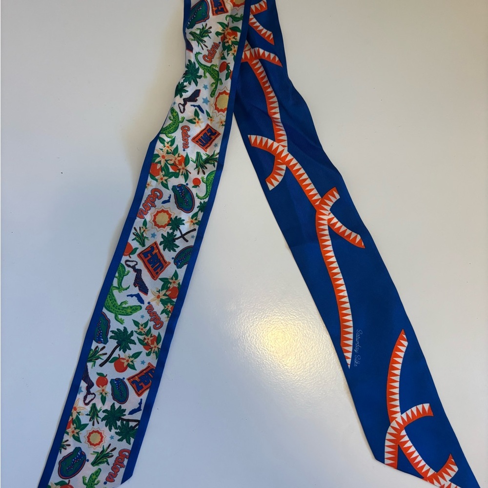 Vibrant Blue and Orange Reversible Scarf